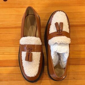 NEW Ann Taylor Shearling Leather Tassel Loafers